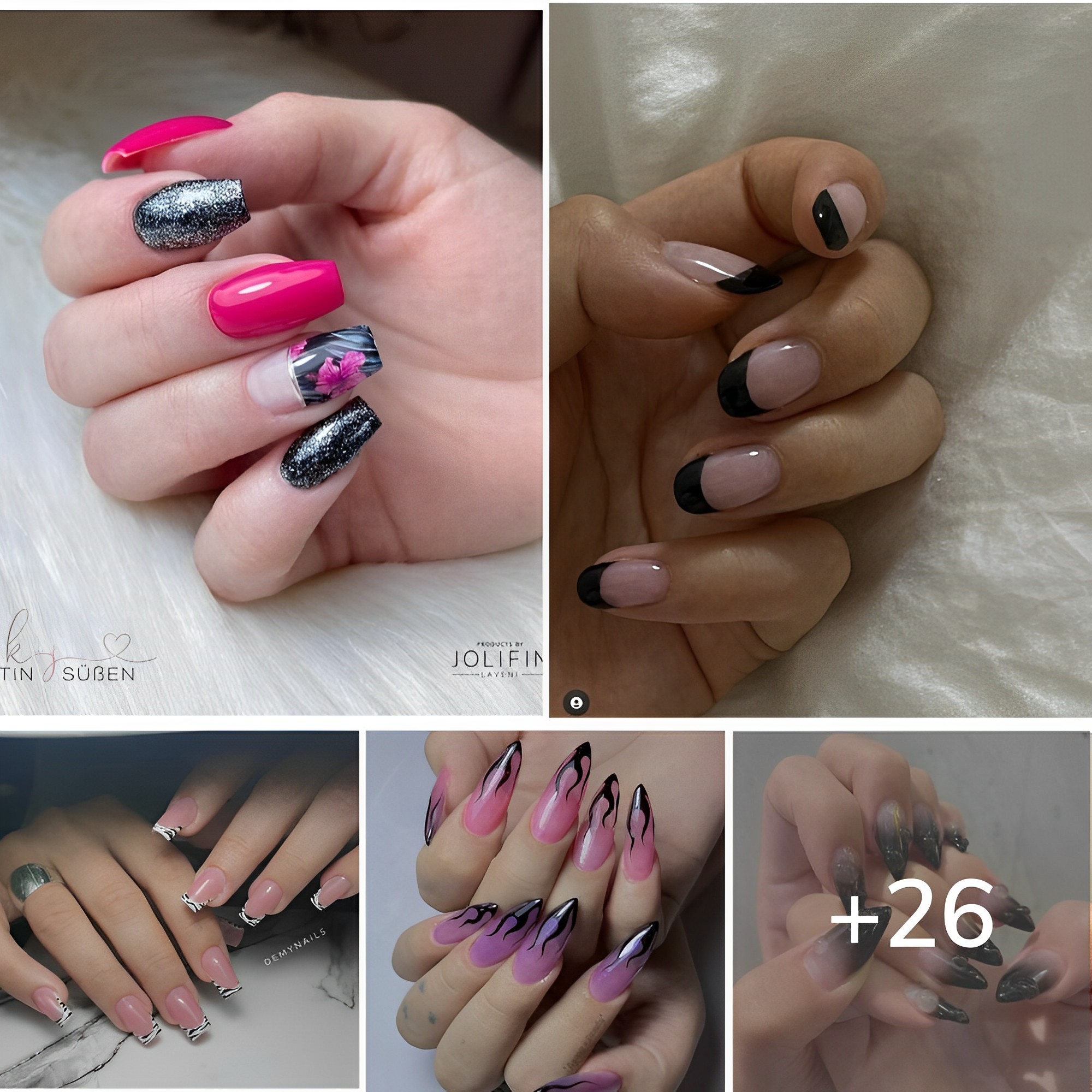 70 Charming Pink And Black Nail Designs For A Chic Look DIY Discovers