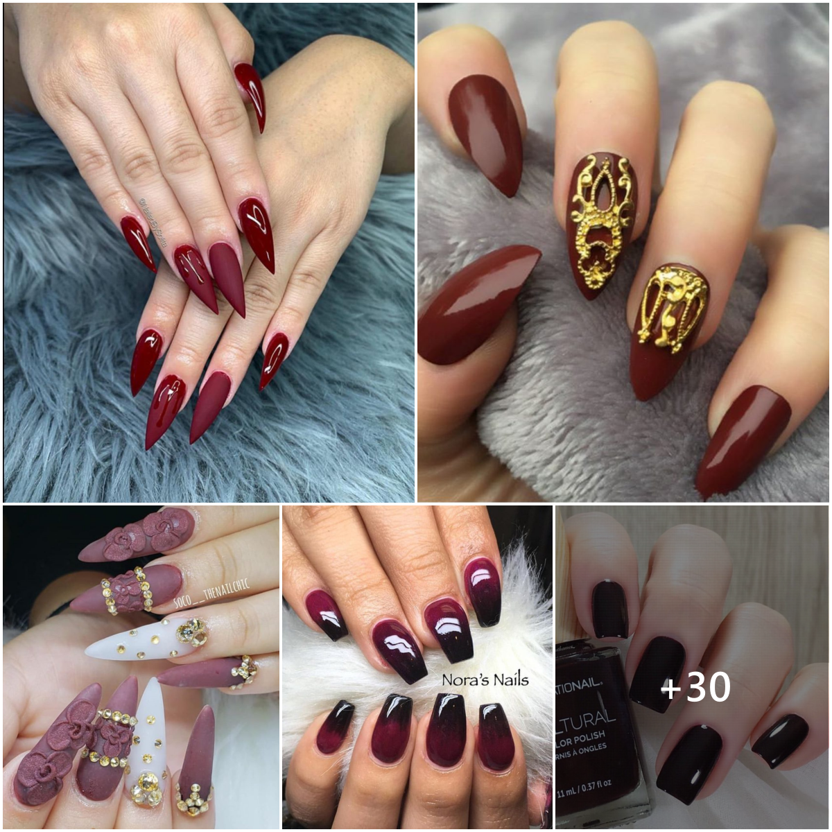 Dashing Maroon Nails For Fall