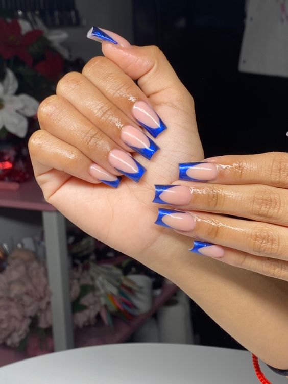 Oceanic Charm: 15 Blue French Tip Nail Inspirations for a Chic Look - Life IGYO