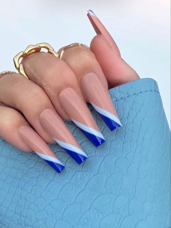 Oceanic Charm: 15 Blue French Tip Nail Inspirations for a Chic Look - Life IGYO