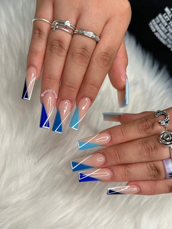 Oceanic Charm: 15 Blue French Tip Nail Inspirations for a Chic Look - Life IGYO