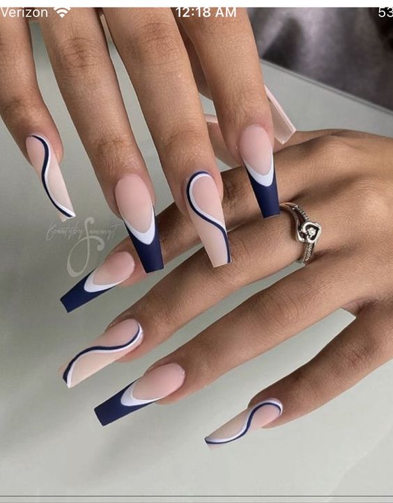 Oceanic Charm: 15 Blue French Tip Nail Inspirations for a Chic Look - Life IGYO