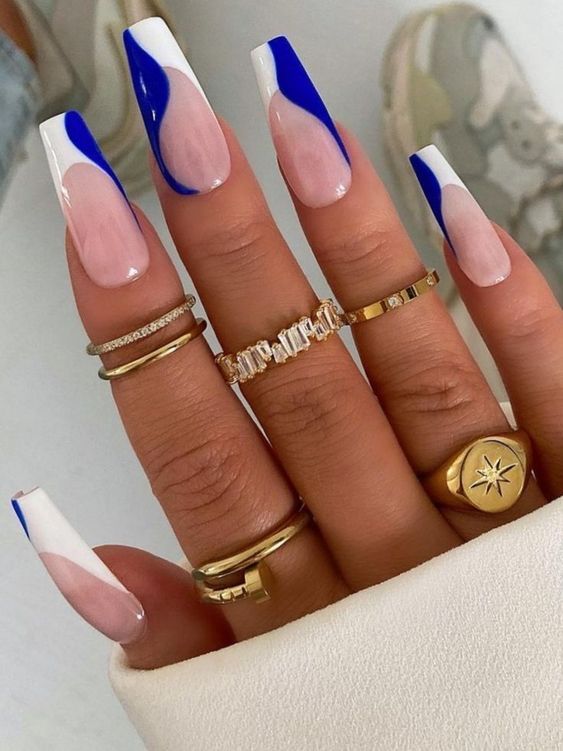 Oceanic Charm: 15 Blue French Tip Nail Inspirations for a Chic Look - Life IGYO