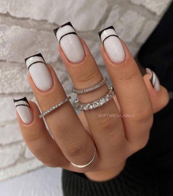 30 Absolutely Stylish Square French Tip Nail Designs - Life IGYO