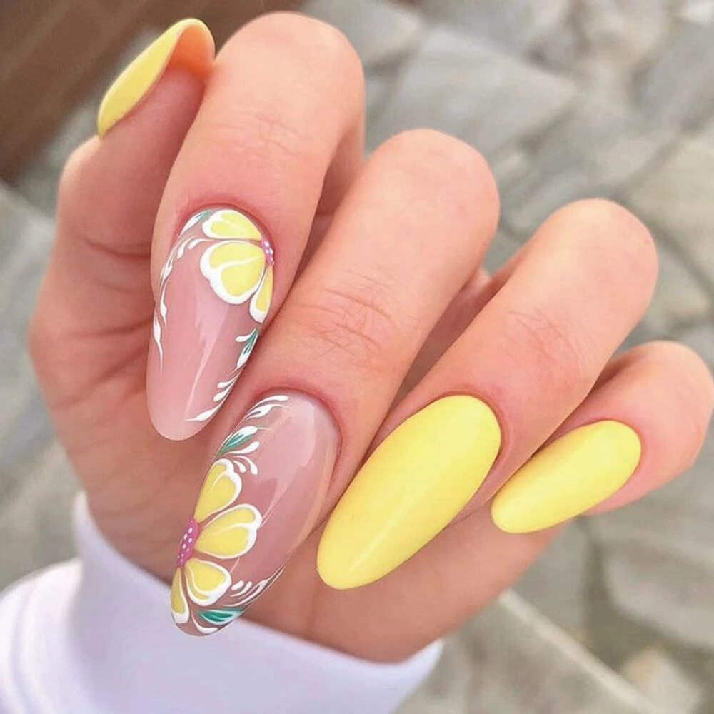 40 Stunning Yellow Acrylic Nails To Shine All Year Long