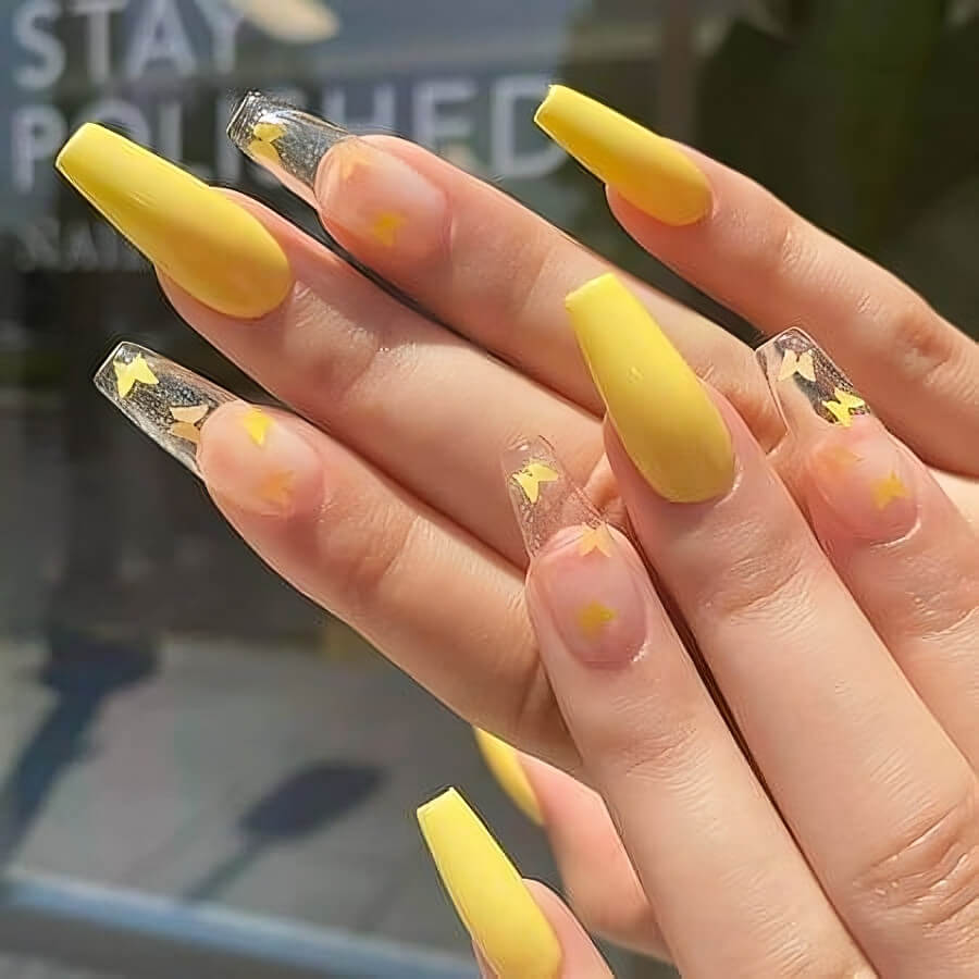 40 Stunning Yellow Acrylic Nails To Shine All Year Long