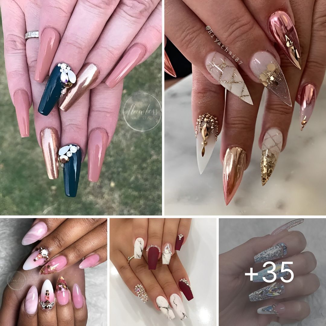 35 Classy Nail Designs With Diamonds That Will Steal The Show Diy Discovers