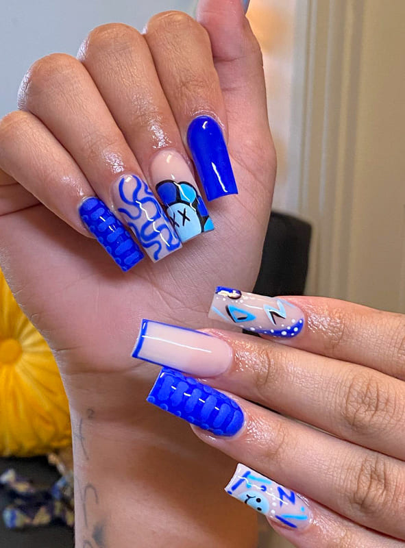 50+ Awesome Blue Nails Manicure Design Ideas