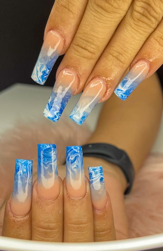 50+ Awesome Blue Nails Manicure Design Ideas