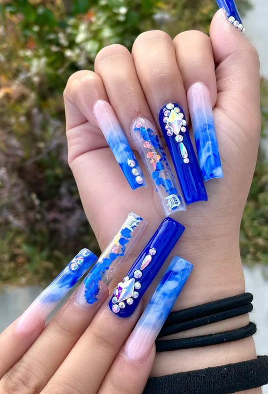 50+ Awesome Blue Nails Manicure Design Ideas