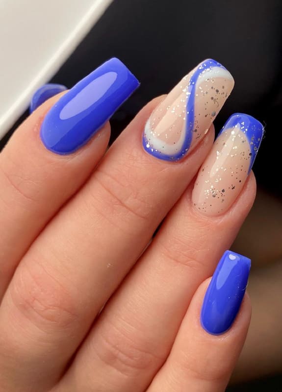 50+ Awesome Blue Nails Manicure Design Ideas