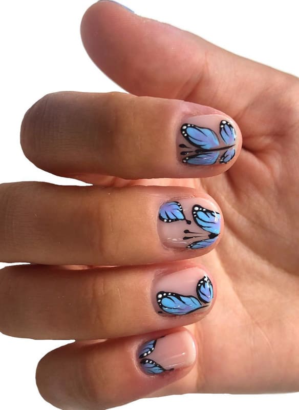 Short blue ʙuттerfly nails