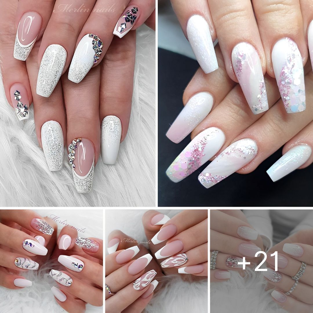 48 Fairly White Glitter Nails for Any Event