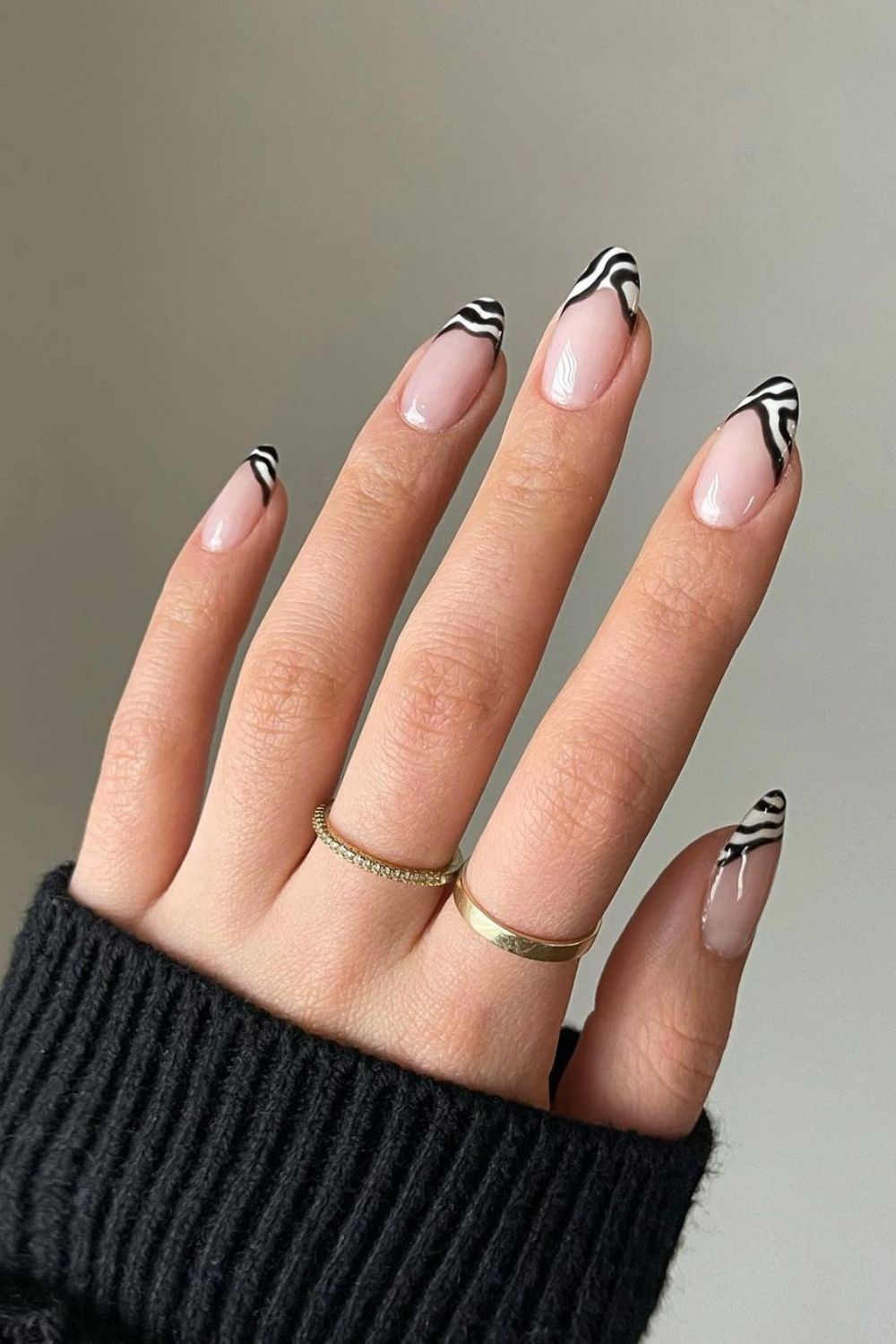 Zebra french tip nails