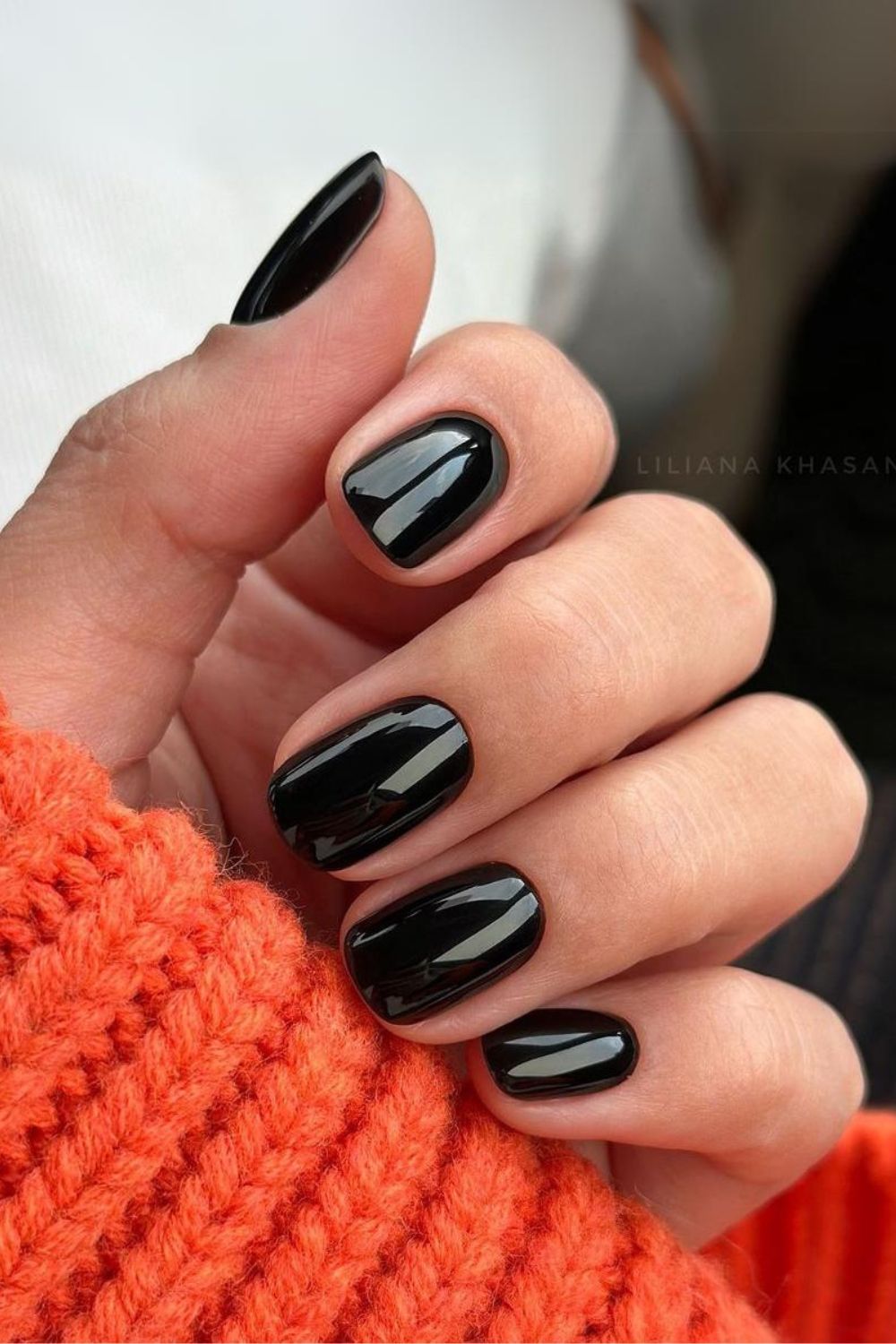 Solid black fall nails