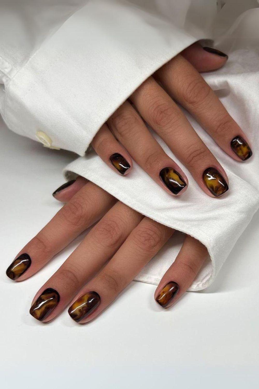 Black and brown marble nails