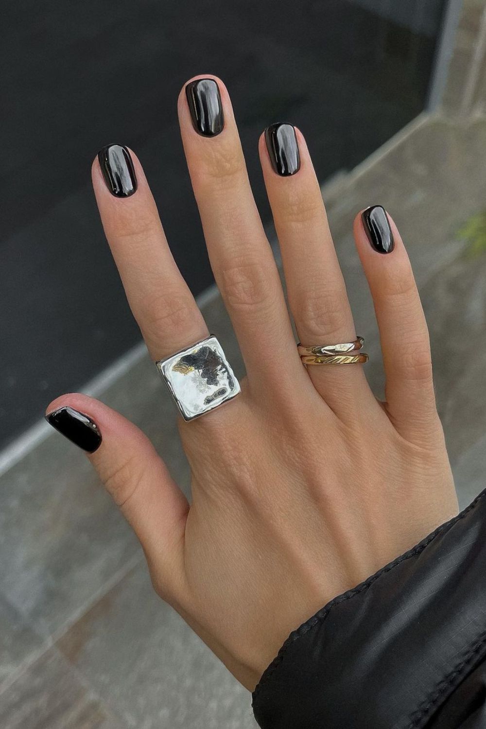 Black chrome fall nails